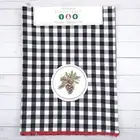 Holiday Table Runner 13x72 Buffalo Plaid Pinecone Winter Black White