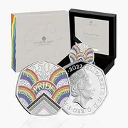 Royal Mint 50 Years of Pride UK 2022 50p Colour Rainbow Silver Proof Coin LGBTQ+
