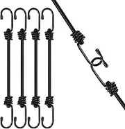 60cm*8mm 4 Pieces Bungee Cords with Hooks, Bungee Rope for Protecting Furniture, Trolleys, Camping Tents, Motorcycles(Black)