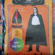 Adult Black Hooded Cape Long Phantom Halloween Vampire Accessory One Size
