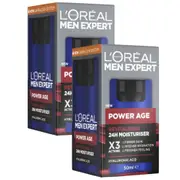 2 x L'oreal 24h Moisturiser Power Age 50ml