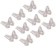 uxcell 10Pcs Butterfly Appliques Embellishments, 2.4 inches Double Layer Lace Organza Butterfly Patches Sew On Appliques for Wedding Bride Dress Clothes Hat Curtain, Coffee