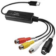 AV to USB C Converter Video Capture Card Adapter 1 Channel AV NTSC PAL Video S Video/Composite to USB Converter Black