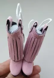 Fringe Boots for 12" Blythe Doll Pink BJD Toy Cowgirls Accessories Western Style