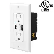 5V/4.2A Dual USB Wall Outlet Charger Port Socket with 15A Electrical Receptacles
