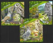HIBOUX LES - Owls / Birds - set of 3 S/S CTO