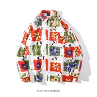 在飛比找ETMall東森購物網優惠-vintage花花世界日系長袖襯衫