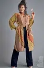 Cabi Poet Patchwork Open Front Waist Tie Kimono Jacket X small #5664 Long Boho