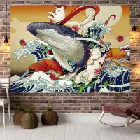 在飛比找蝦皮購物優惠-特價 刺青#日式海浪魚浮世繪墻壁裝飾品墻上掛件宿舍家居飾掛毯