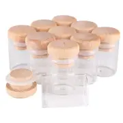 24pcs 15ml 30*40mm Small Glass Bottles Jar Vials Terrarium with Solid Wood Lids