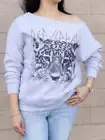Def Leppard Sweatshirt Sexy Retro Off the Shoulder ROCK Shirt Juniors SIZE XL