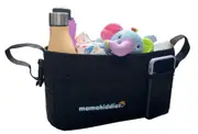 MamaKiddies Baby Stroller Organiser Bag Universal Fit Large Pram Organiser Comes with Cup Holders Water Resistant Safe and Durable Black Colour