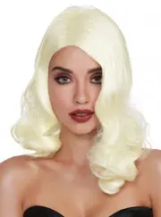Glamorous Wavy Platinum Blonde Womens Costume Wig