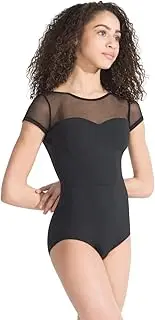 [Capezio] Ca1Ev 126 meryl Mesh Yoke Short Sleeve Leotard meryl Lycra