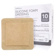 Silicone Foam Dressing, 6"x 6" (4.3" x 4.3" Pad), 10 Count, FSA HSA Eligible,...