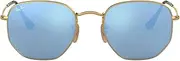 [Ray-Ban] Men's Metal Man Non-Polarized Iridium Square Sunglasses, Gold, 54.4 mm
