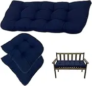 3Pcs/Set Bench Cushion Tufted Thickened Twill Settee Soft Rocking Chair Cushion Weather Resistant Waterproof Sofa Replacement Cushions for Porch, Patio, Backyard (Navy Blue), Rocking Chair Cushion,