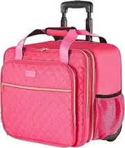 VEVOR Rolling Laptop Bag, Fits Up to 17.3 Inch Laptop, Wheeled Briefcase, Roller Computer Tote Bag with 2 Fixed Wheels & Telescoping Handle, Laptop Case for Work Travel Business Office, Red