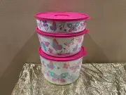 New Tupperware UNIQUE Butterfly & Flowers Theme Ilumina StacknStore Set 3 Bowls