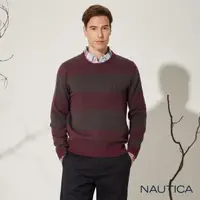 在飛比找momo購物網優惠-【NAUTICA】男裝 小波紋條紋長袖毛衣(紅)