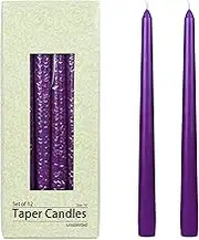 Zest Candle 12-Piece Taper Candles, 10-Inch, Purple