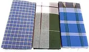 [Cotton Colors] SANGU MARK Men's Cotton Lungies - Pack of 3 (Multicolour, Free Size)_ATBA119, Multicolour, Cotton
