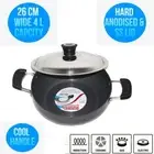 Hard Anodised Aluminum Deep Frying Pan Wok with SS Lid 4 L Kadai 26cm Induction