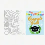 Graduation Party Cutting Dies Set - Bachelor Cap Shape for DIY Scrapbooking, Gre