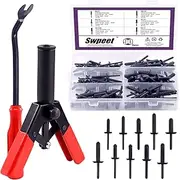 Swpeet 131Pcs Poly Rivet Gun Set with 1Pcs Rivet Removal Tool, 90Pcs Poly Rivet Assortment Kit Tool for All Plastic Rivets Safe Metal or Plastic Clips Removal - Free Fastener Remover Included