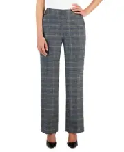 Kasper Petite Glen Plaid Pull-on Elastic-Back Pants - Royal Blue Multi SZ PL