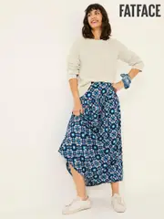 FatFace Indigo Blue Jay Midi Skirt (E79556) | $114