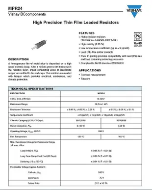 飛利浦PHILIPS (BC) MPR24 750R 0.1% 早期綠色 高精密電阻 1顆1標