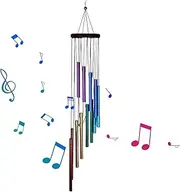 Garden Ornaments Wind Chimes, Colorful Aluminum Tubes Wind Chimes with 12 Aluminum Tubes, Hanging wind Chimes for Home, Yard, Garden, Indoor Outdoor Hanging Decor (A) (Multicolor)