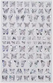 AIMALL 3D Nail Butterfly Design Sticker Decor Decal Holographic Laser Nail Art Sticker, Laser-Cut Design, Easy Apply, Long-Lasting, Multi-Use, Perfect for UV Gel, Acrylic Nails