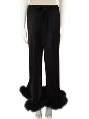 Black Feather Trimmed Boudoir Trousers