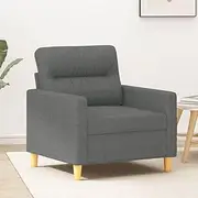 Sofa Chair Dark Grey Fabric 60 cm - Living Room Furniture, Comfy Single Couch, Small Folding Bed for Bedroom, Chairs Sleeper