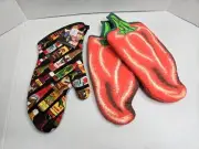 3 Vintage Boston Warehouse Chili Pepper Red Oven Mits Good Cook Hot Sauce Set