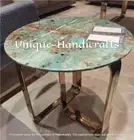 Amazonite Gemstone Round Table, Marble Agate Center Table, Furniture Decor