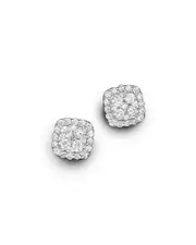 Diamond Cluster Stud Earrings in 14K White Gold, .50 ct. t. w.