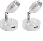 12V/24V RV Boat Reading Lamp, Dual Lighting Mode Touch Dimming Bedside Reading Light with 5V/2A USB Charger Wall Lamp Spotlight for RV Travel Trailer Truck Boat Interior Lighting (2PACK) (Silvery)