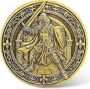 Christian Challenge Coin - Knights Templar Design, Motivational Zinc Alloy Coin for Courage & Faith, 1.57 Inches with Transparent Case ﻿