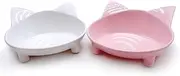 Cat Bowls,Shallow Cat Food Bowls, Double Wide Cat Dish Non Slip Cat Feeding Bowls for Relief of Whisker Fatigue Pet Food & Water Bowls Set of 2