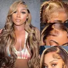 Highlight Lace Front Wigs Human Hair 13x6 Body Wave HD Lace Frontal Wigs Pre ...