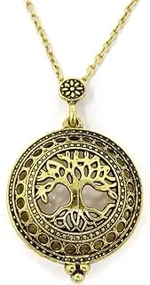Honbay Retro Tree of Life 5X Magnifier Magnifying Glass Sliding Top Magnet Pendant Necklace, Gold Tone