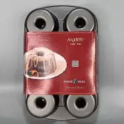 Nordic Ware Angelette Cake Pan Mini Bundt Pan 6 Cup Capacity Cast Aluminum-NEW