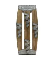 Wall Mounted Wine Rack with Rustic Twisted Metal Wine Holders on Wood Planks