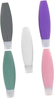 ASAKKURA 5pcs Travel Silicone Bottles Leakproof Containers for Toiletries Clean Lotion Dispenser for Shampoo Conditioner and More for Air Travel