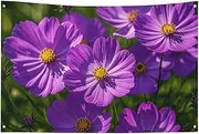 Art Decor Purple Flowers Flag with Four Holes Wall Decoration Banner Wall Flag for Dorm Room Bar Outdoor Party Flags 23.6x35.4 in