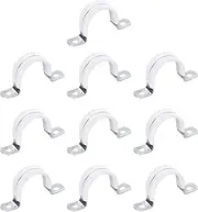 uxcell 10 Pcs 1-1/4 Inch Rigid Pipe Strap, 2 Holes U Bracket Cable Clamp Hanger Conduit Clamps Tension Tube Clips for Fixing Pipe Cable, Silver