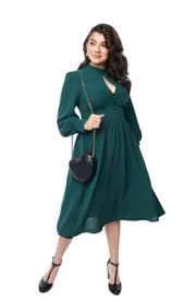 Unique Vintage 1970s Keyhole Swing Dress in Green at Nordstrom, Size Medium